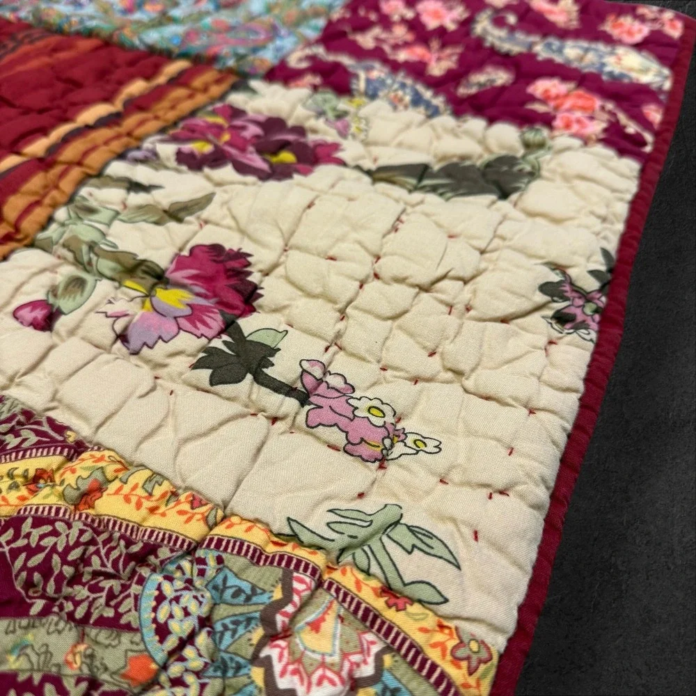 Pottery Barn GeorgiaPatchwork‎ Quilted Euro Sham Set 2 Floral Paisley 26x26